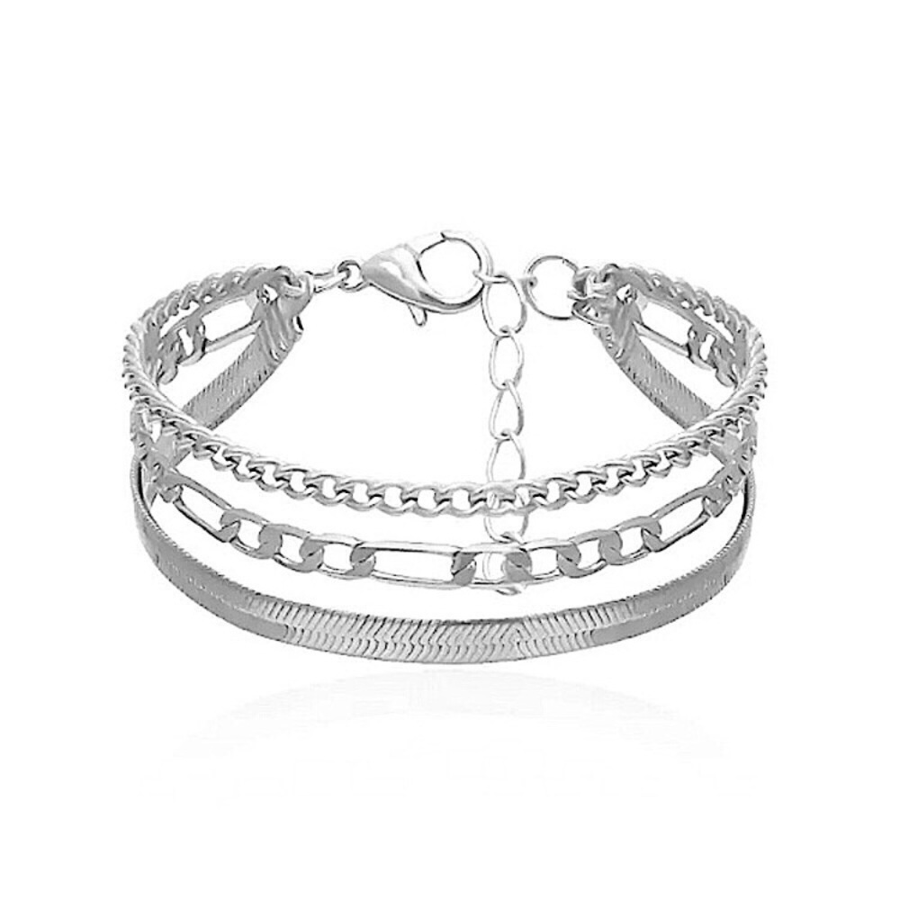⚜️[𝟯/$𝟭𝟴]⚜️NEW 3 Layered Curb Figaro Herringbone Chains Bracelet - Picture 12 of 13